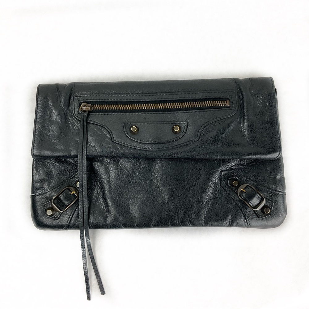 Balenciaga Black Classic Envelope Leather Clutch Bag - Picture 12 of 12